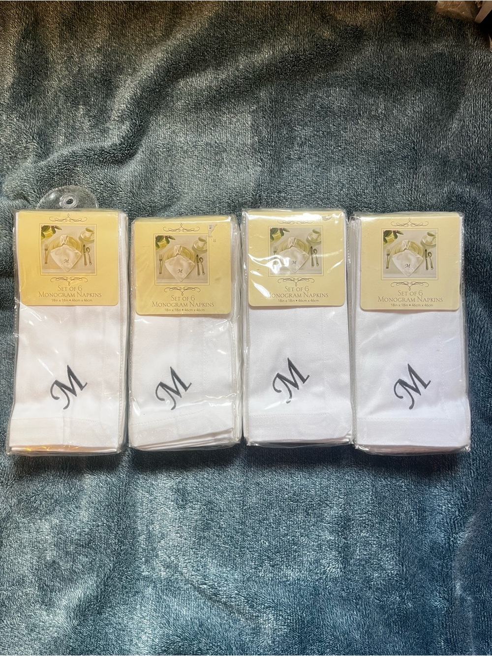 Monogram 'M' White Linen Napkins - Set of 4